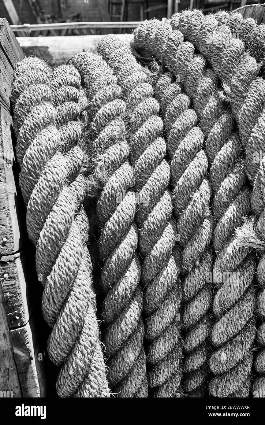 Ships Ropes and Chains on a boat in Bristol, England UK Stock Photo Alamy