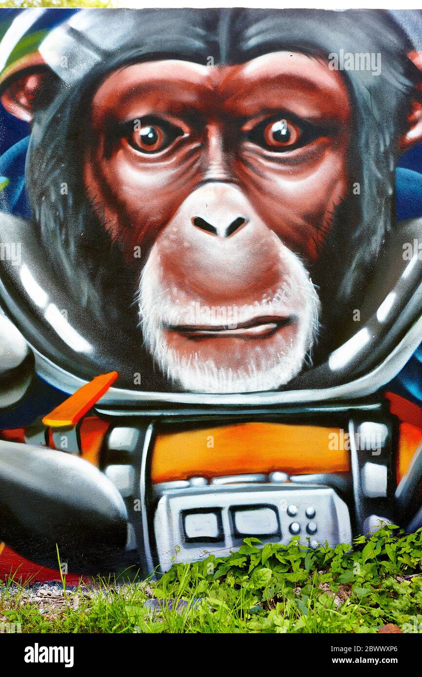 Space Ape Wall Mural in Bristol, England UK Stock Photo - Alamy
