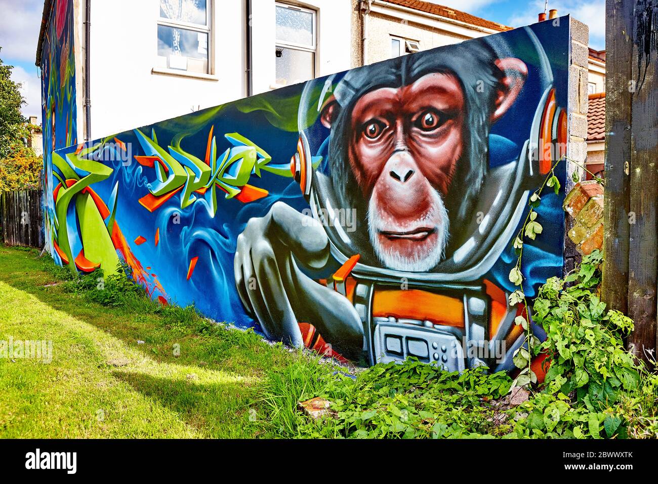 Space Ape Wall Mural in Bristol, England UK Stock Photo - Alamy