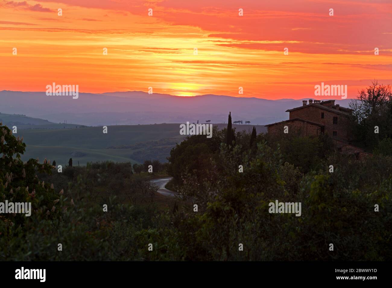 Sunset - Tuscany Stock Photo