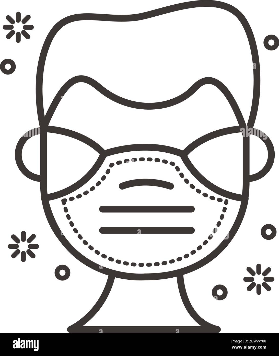 man using face mask line style icon Stock Vector
