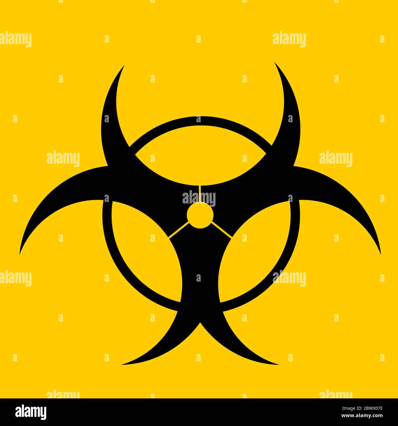Biohazard symbol vector illustration isolated on a yellow background Stock Vector