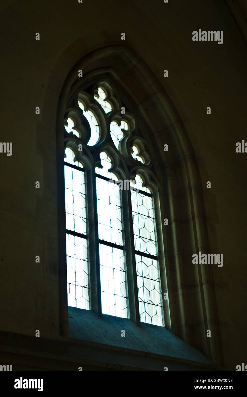 pointed arched window in Gothic style Stock Photo