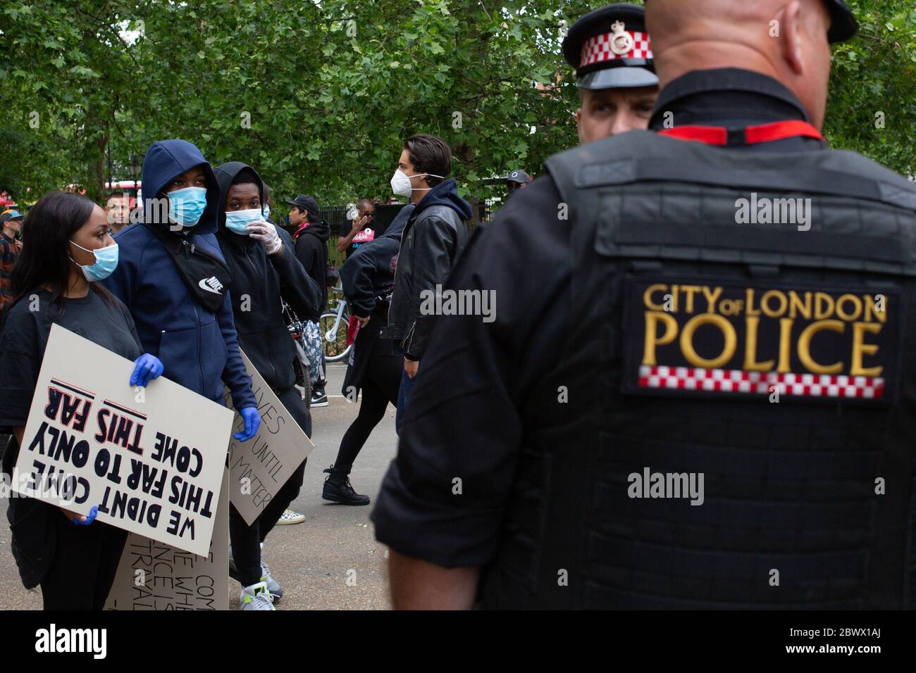 London UK 3rd June 2020 Protest against the killing of George in Hyde park. Credit: Thabo Jaiyesimi/Alamy Live News Stock Photo