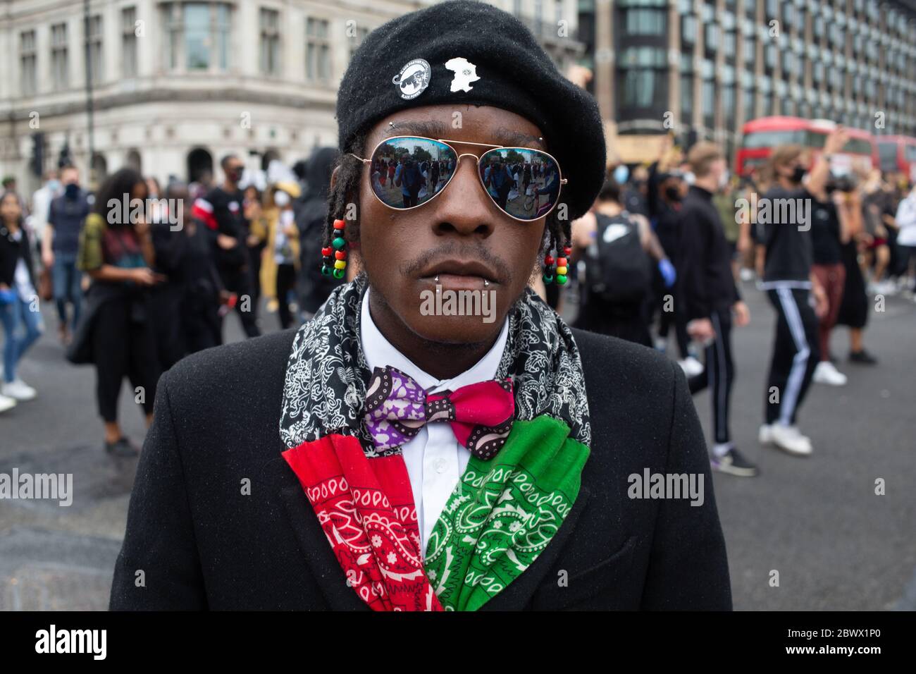 London UK 3rd June 2020 A Protesters in Whitehall. against the killing of George Floyd. Credit: Thabo Jaiyesimi/Alamy Live News Stock Photo