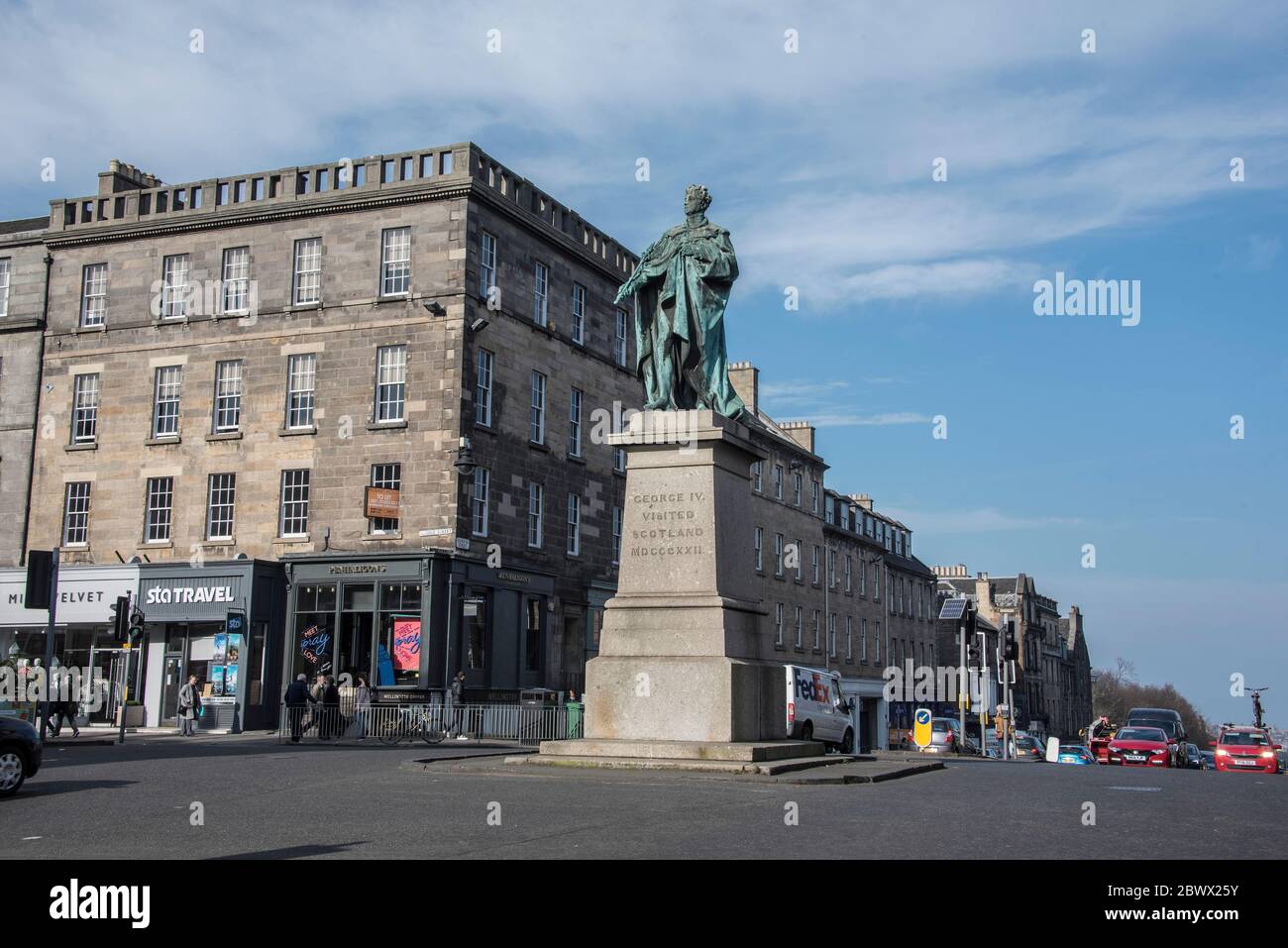 George 4th Statue at George Street / Hanover Street Edinburgh. Stock Photo