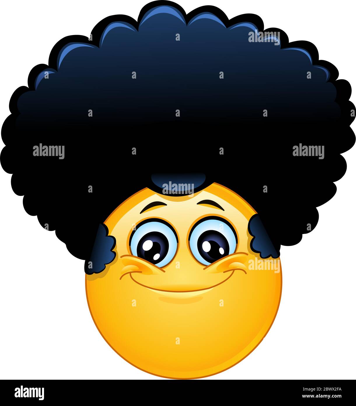 Emoticon with afro hair Stock Vector