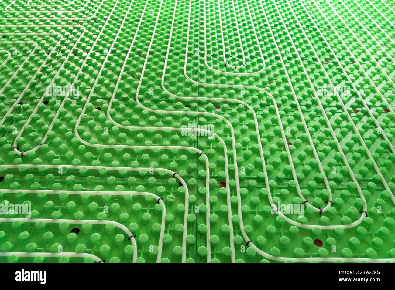 Part of floor heating installation - hydronic system Stock Photo