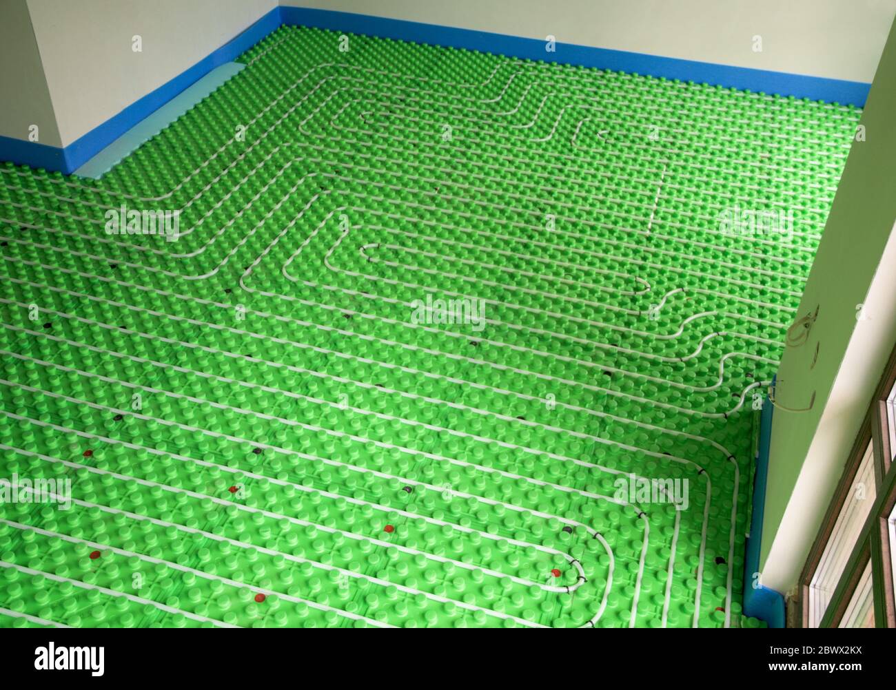 Part of floor heating installation domestic hydronic system Stock