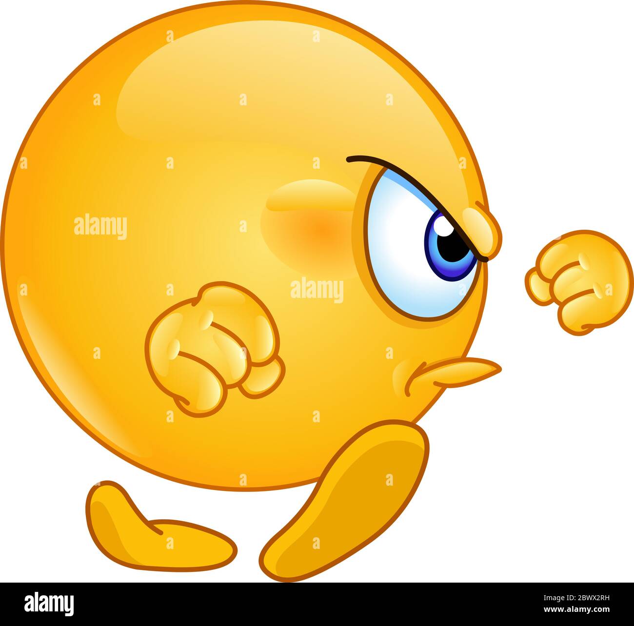 Emoticon walking angrily Stock Vector