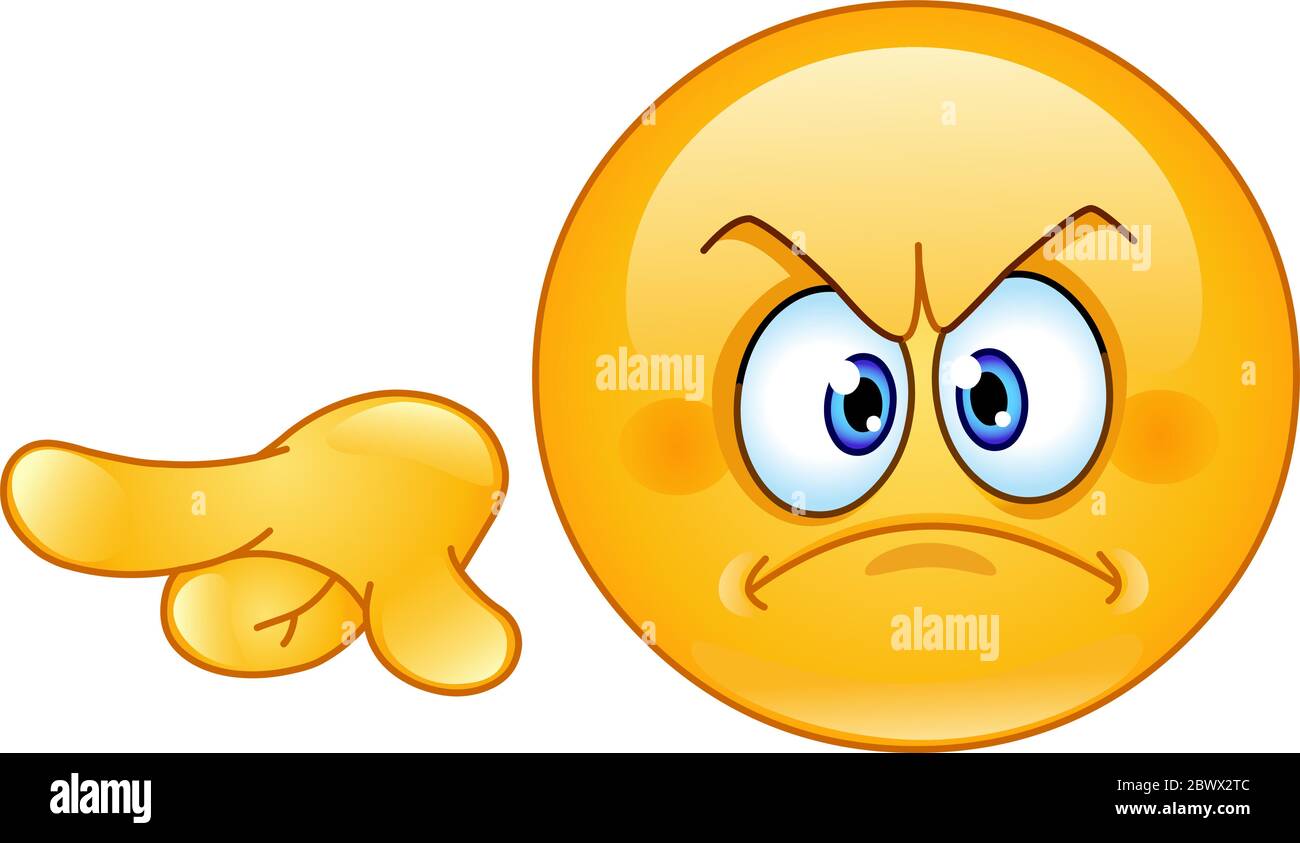 Angry emoticon pointing out or away Stock Vector