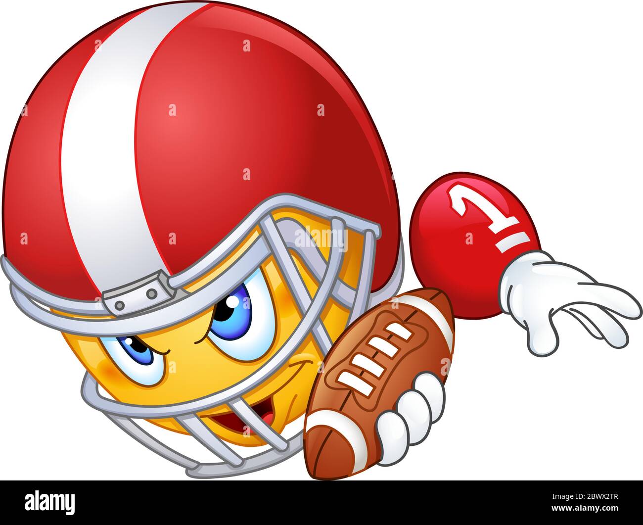 American football player emoticon with ball Stock Vector