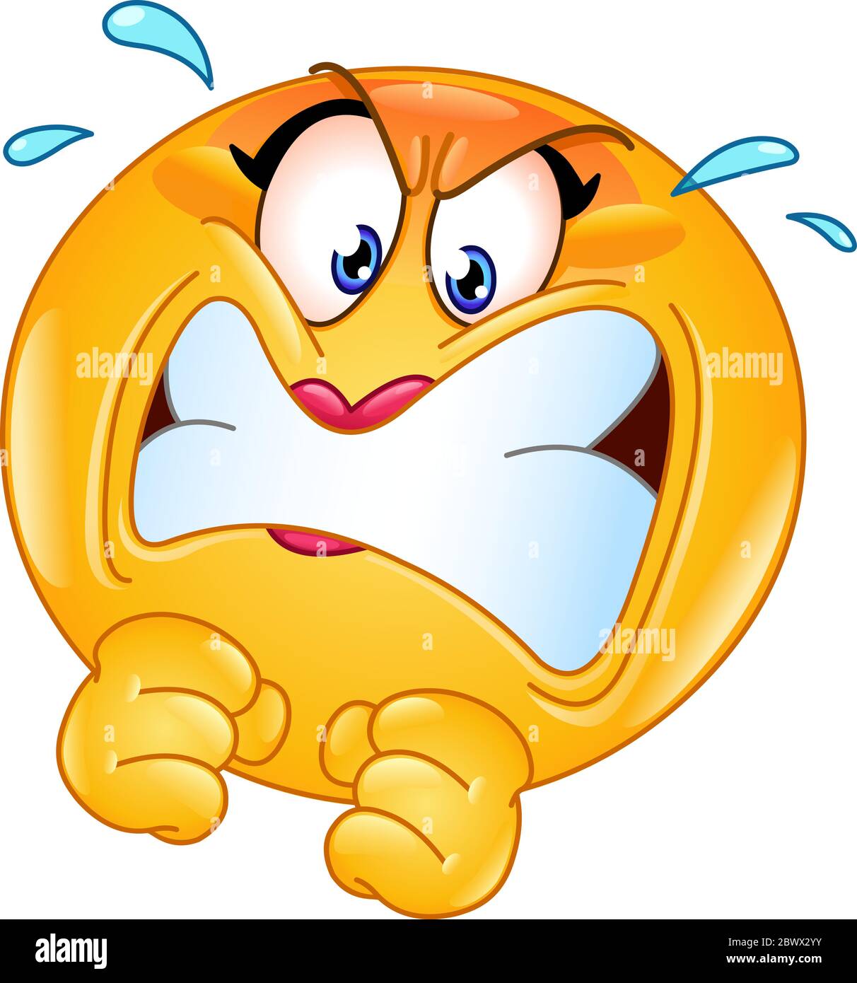 Female emoticon furious and angry Stock Vector