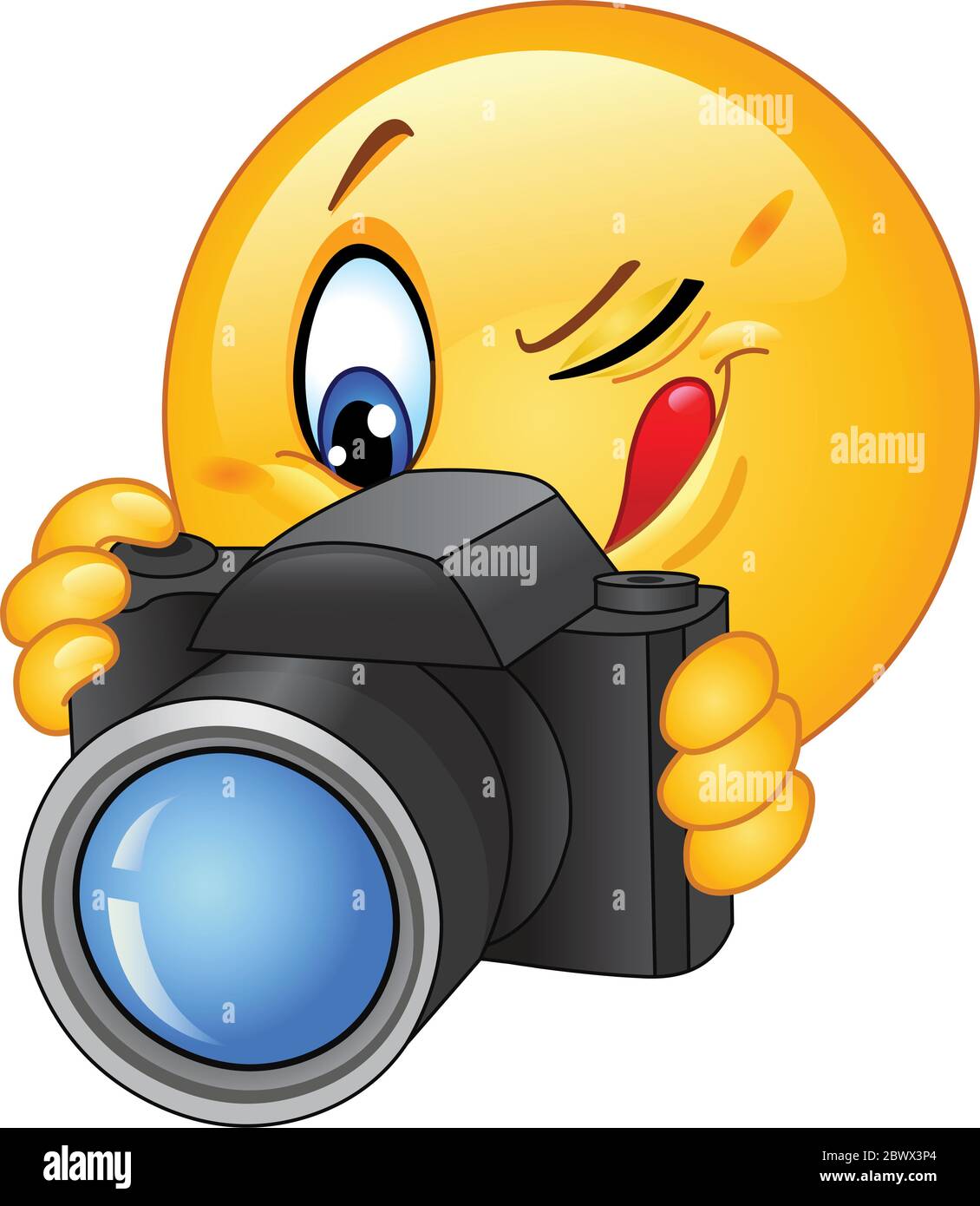 Emoticon taking a photo Stock Vector