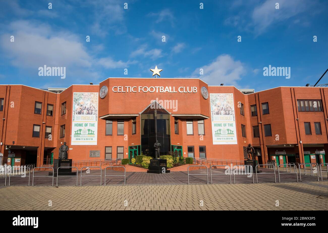 Entrance to Celtic Park football stadium, Parkhead, Glasgow, Scotland Stock Photo