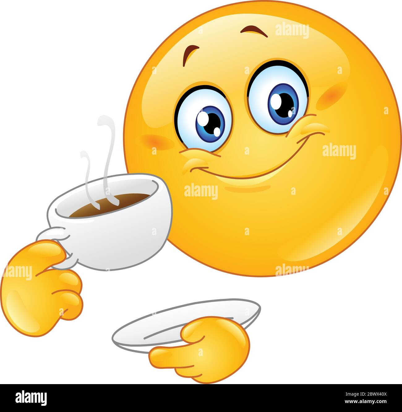Emoticon drinking coffee Stock Vector Image & Art - Alamy
