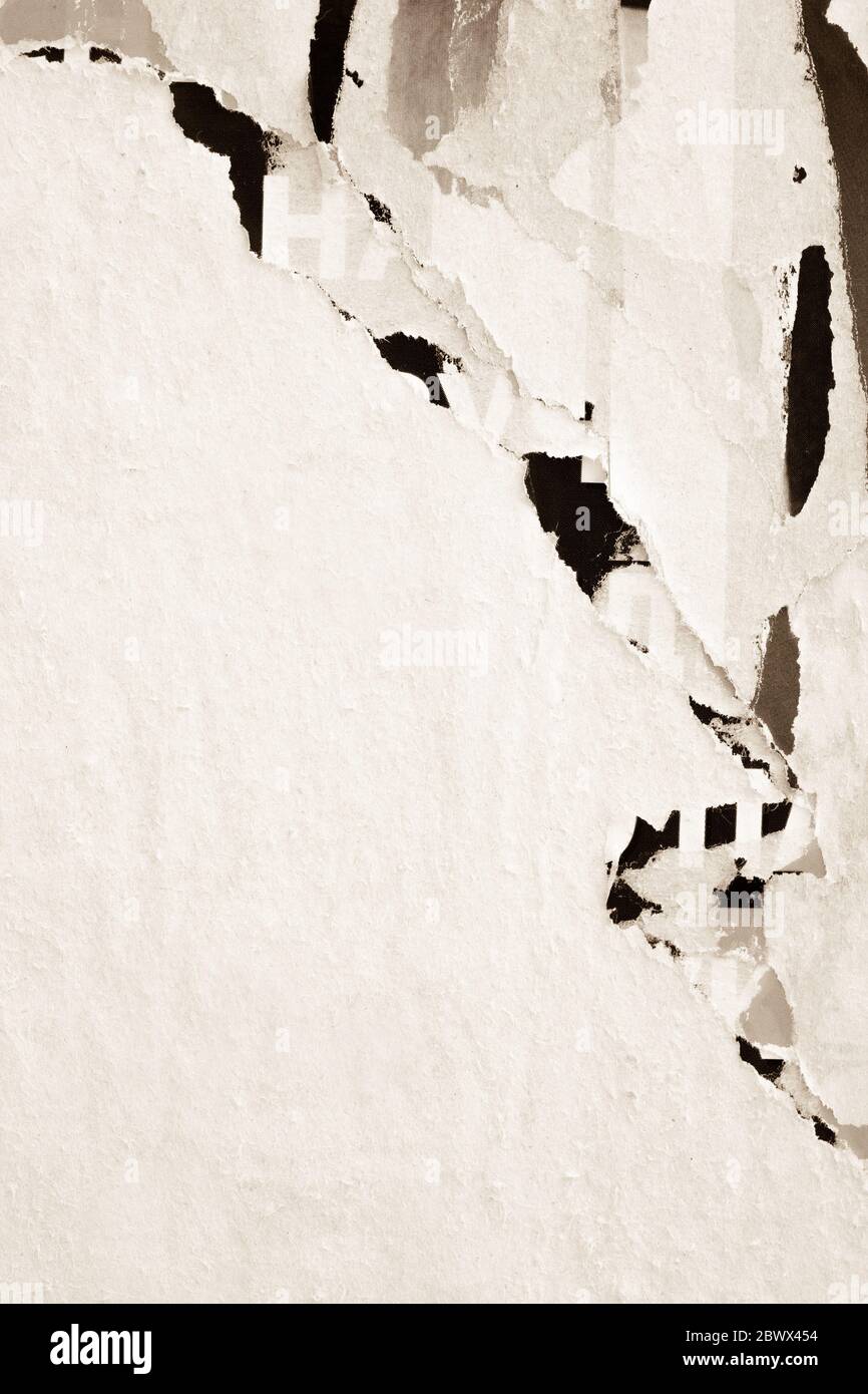 Blank brown beige creased crumpled paper texture background old grunge ripped torn vintage collage posters placard Stock Photo