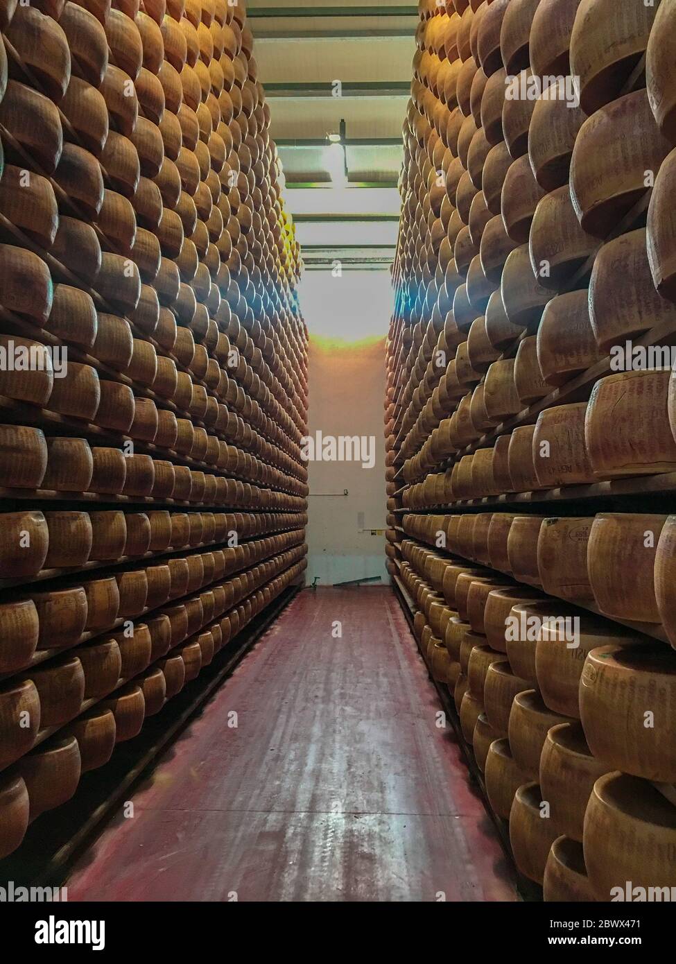 Typical italian cheese Parmigiano Reggiano Factory Modena Stock Photo