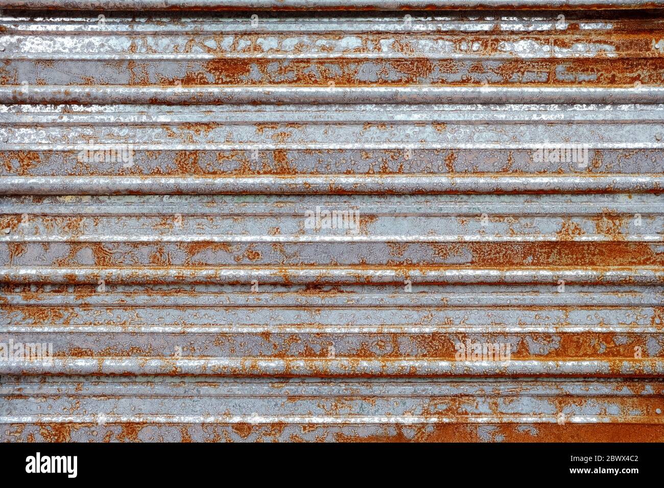 Close up Rusty Zinc Foldable Door Background. Stock Photo