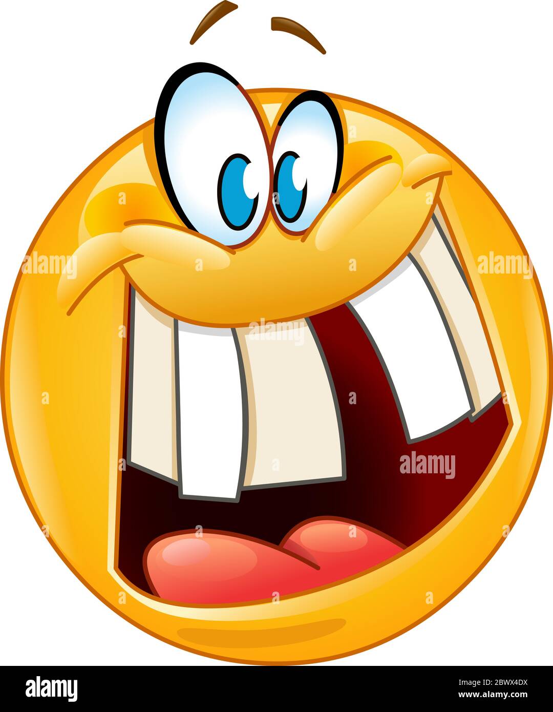Emoticon with crazy smile revealing a gap tooth Stock Vector