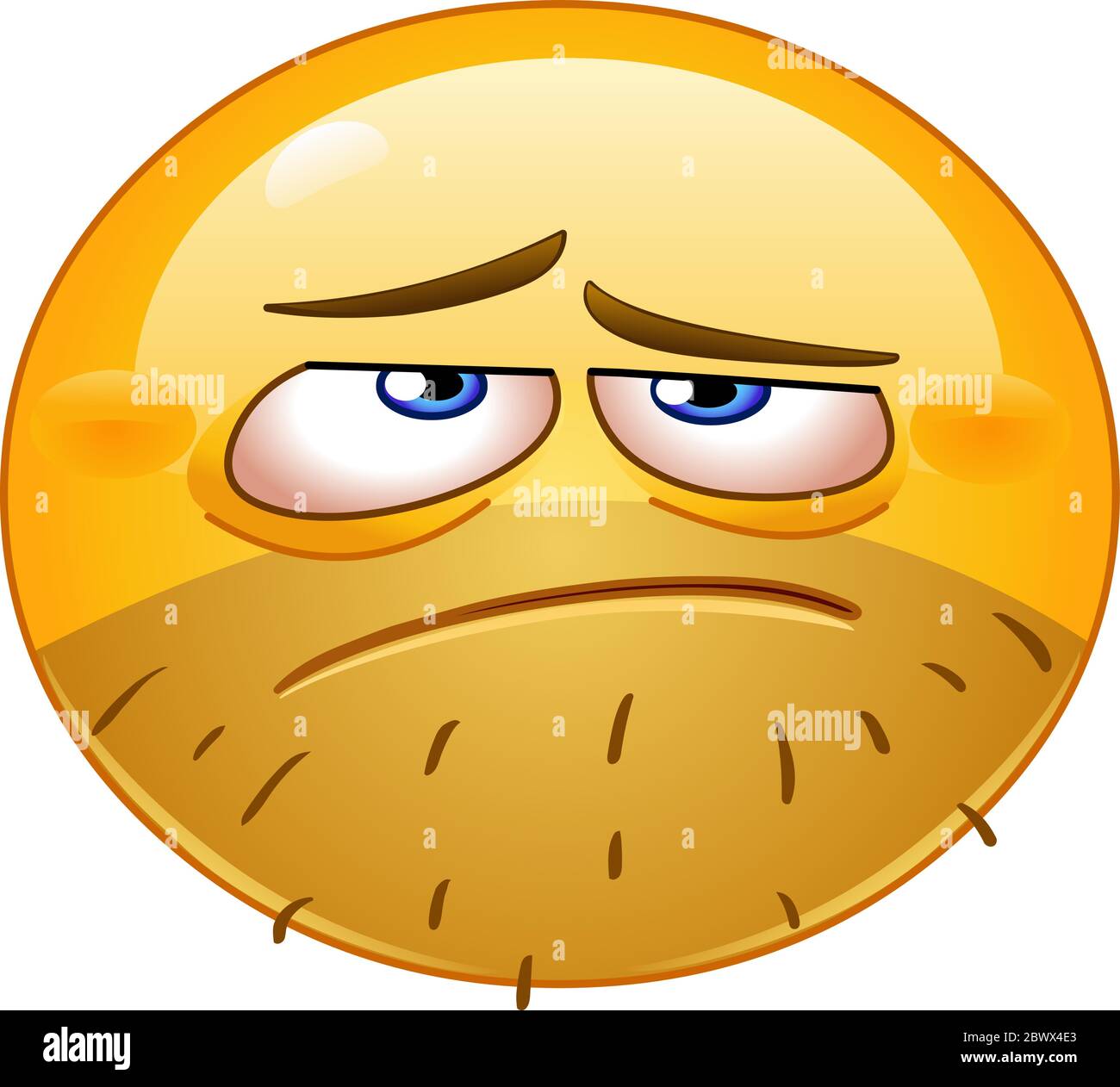 Depressed, hangover or tired emoji emoticon Stock Vector