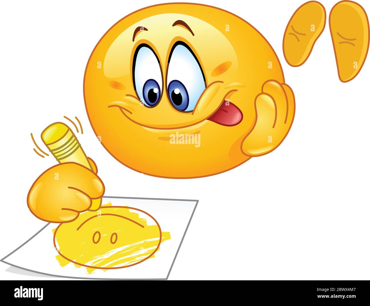 Cute emoticon drawing a smiling face Stock Vector
