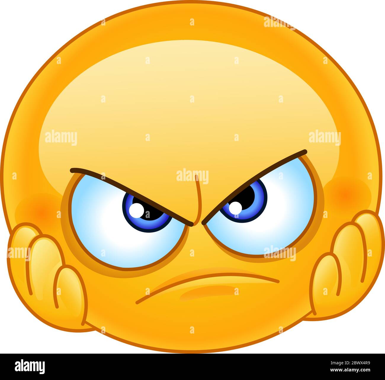 Disappointed emoticon with hands on face Stock Vector