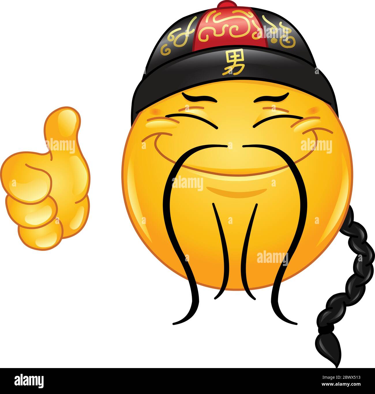 Chinese Emoticon With Thumb Up Stock Vector Image Art Alamy