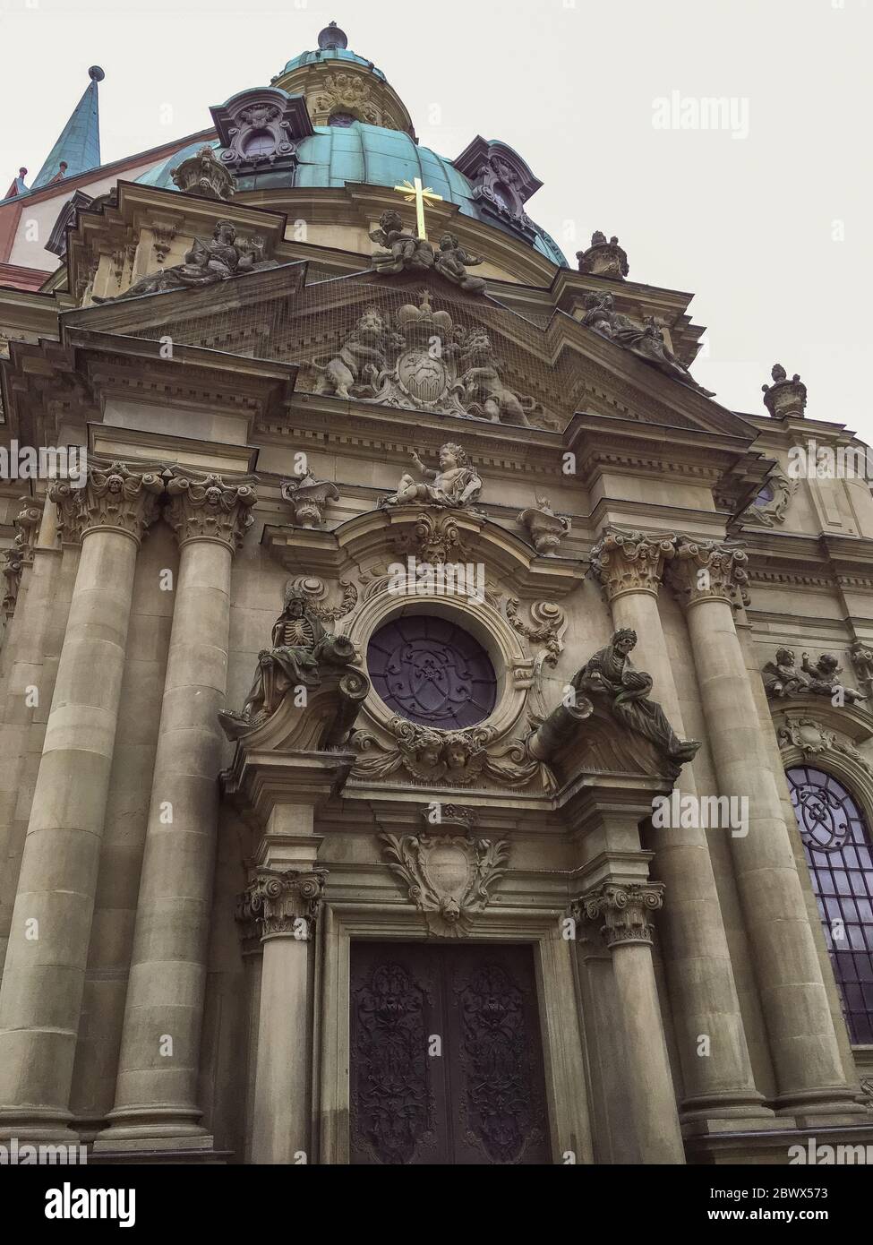 Church with skulls in the city of Wuerzburg, Germany Stock Photo