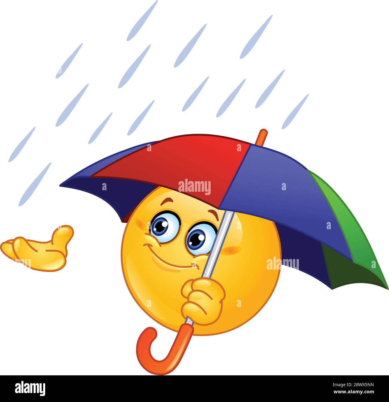 Emoticon holding an umbrella Stock Vector