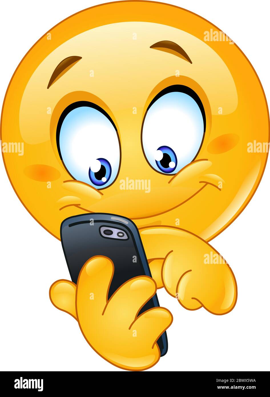 Emoji trying to smile for the 100th time infront of a docked phone