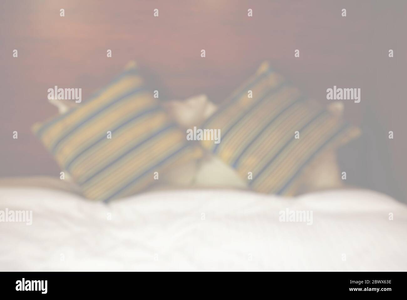 Abstract Blurred Bedroom in Hostel Background. Stock Photo