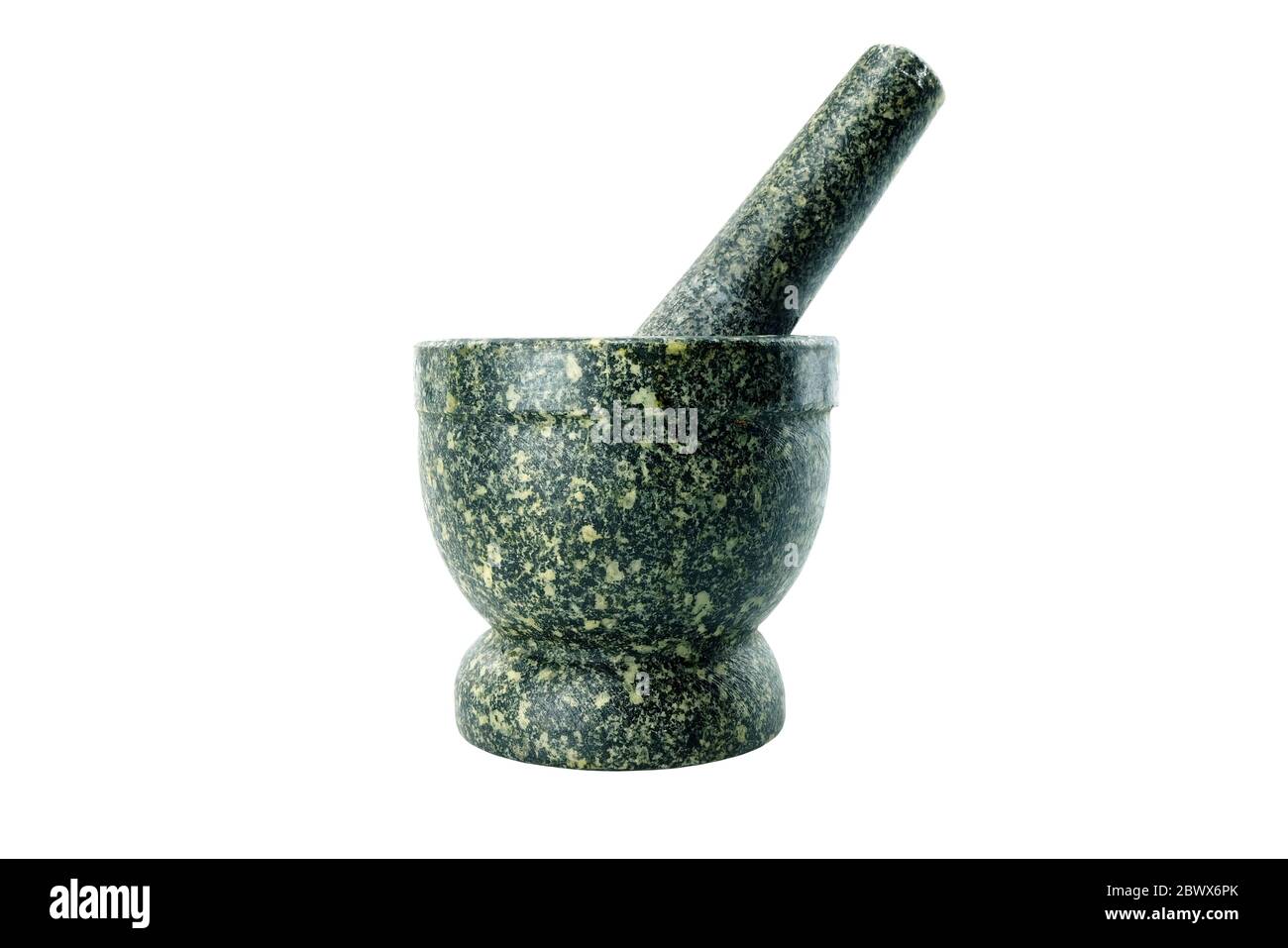 Mortar and Pestle Isolated on White Background. Stock Photo