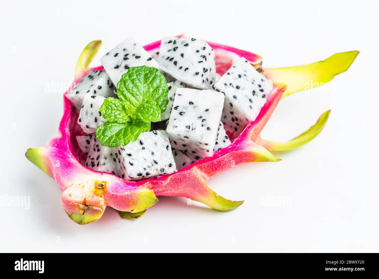 Dragon fruit for dessert，pitaya Stock Photo