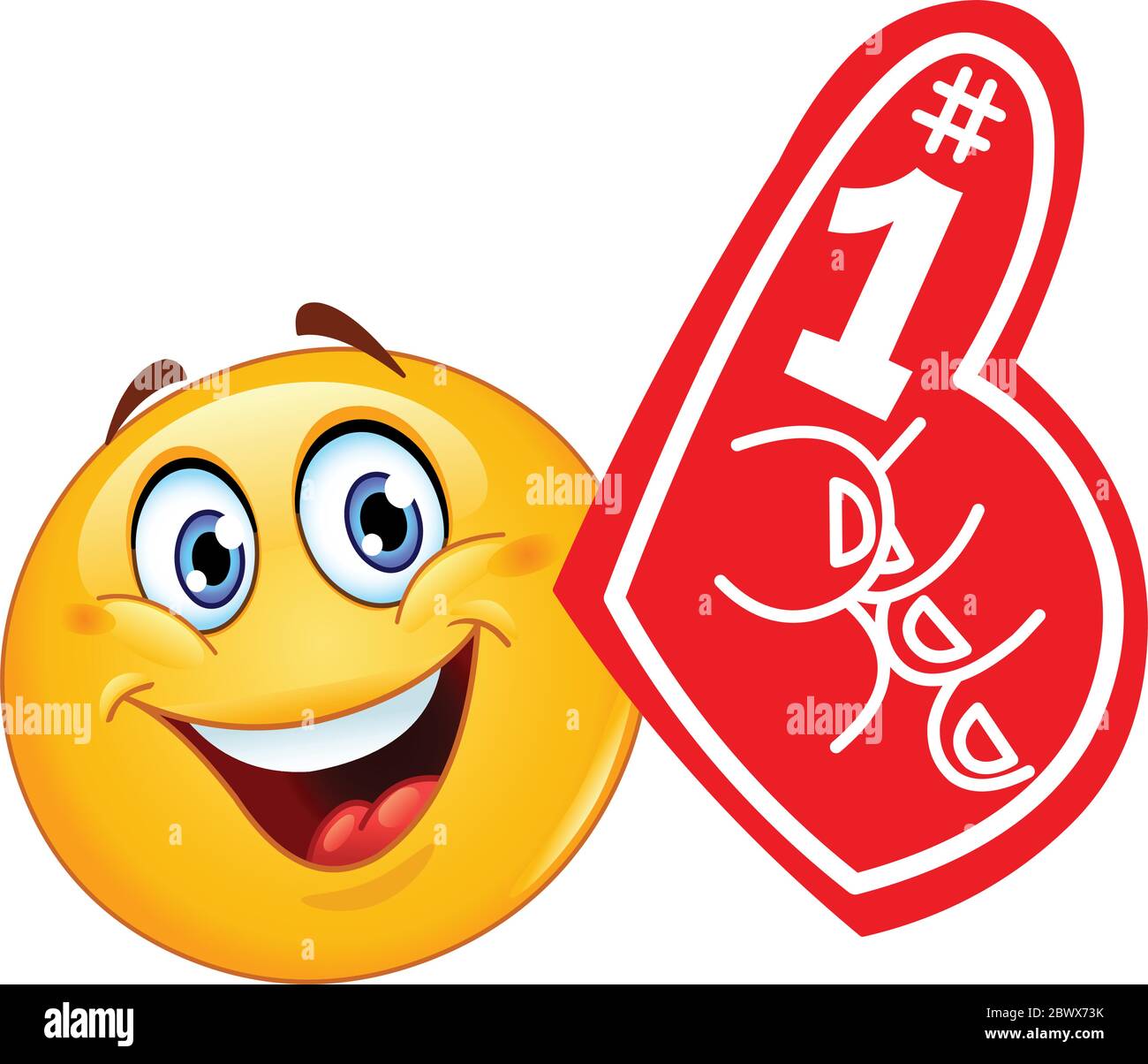 Emoticon with foam finger Stock Vector