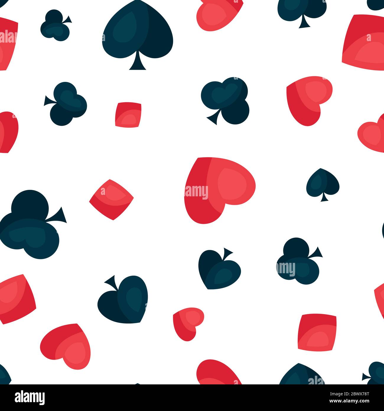 Seamless pattern with four playing cards symbols. Stock Vector