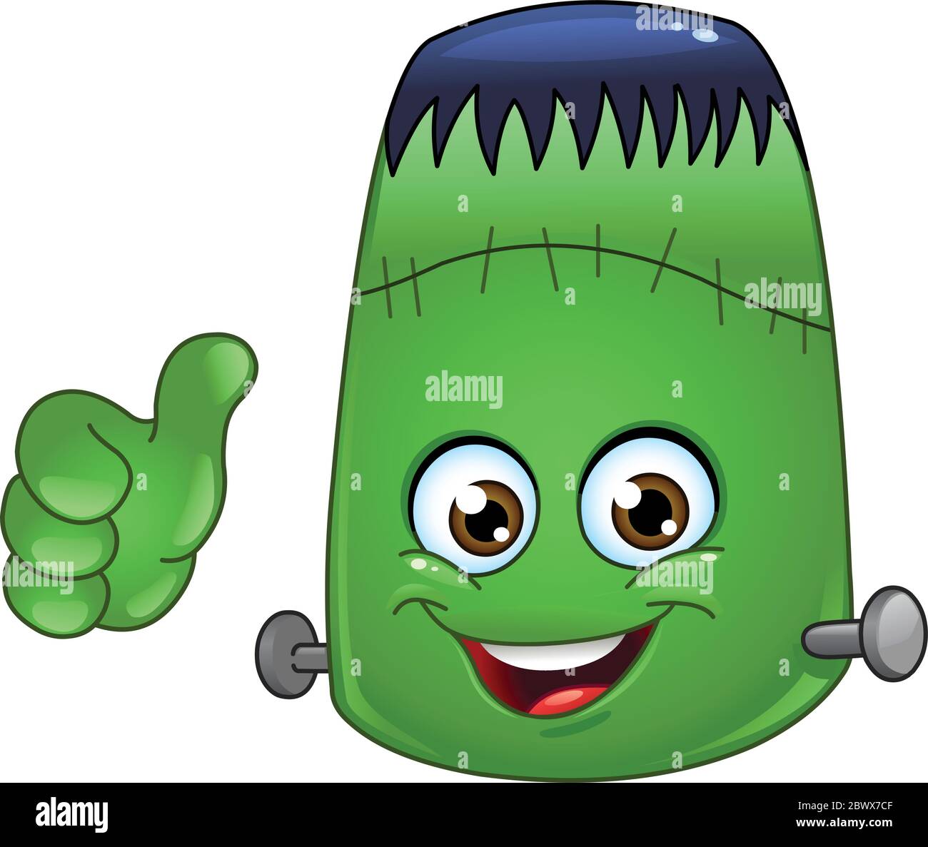 Frankenstein emoticon with thumb up Stock Vector
