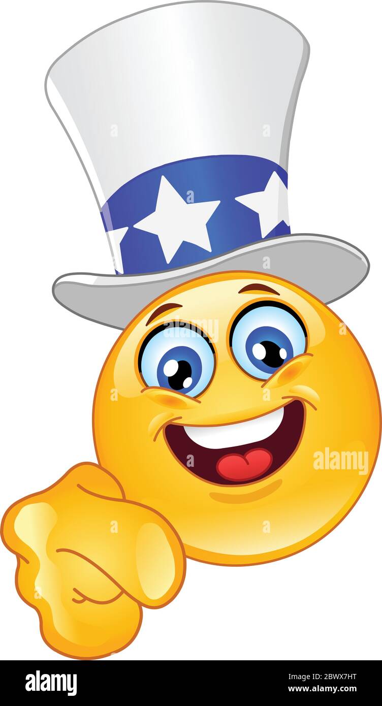 Uncle Sam emoticon I want you Stock Vector