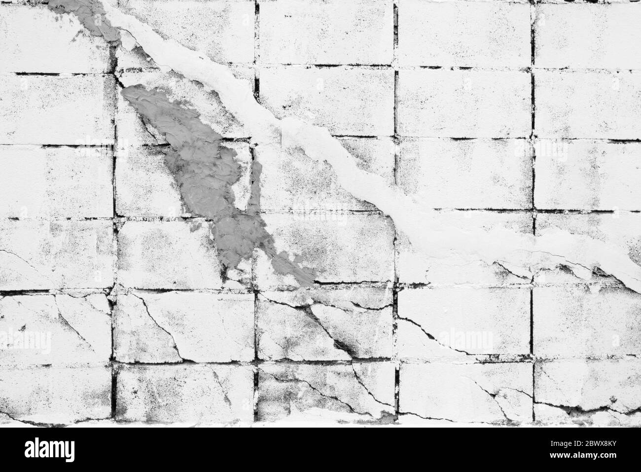 Repairing White Broken Brick Wall Texture Background Stock Photo Alamy