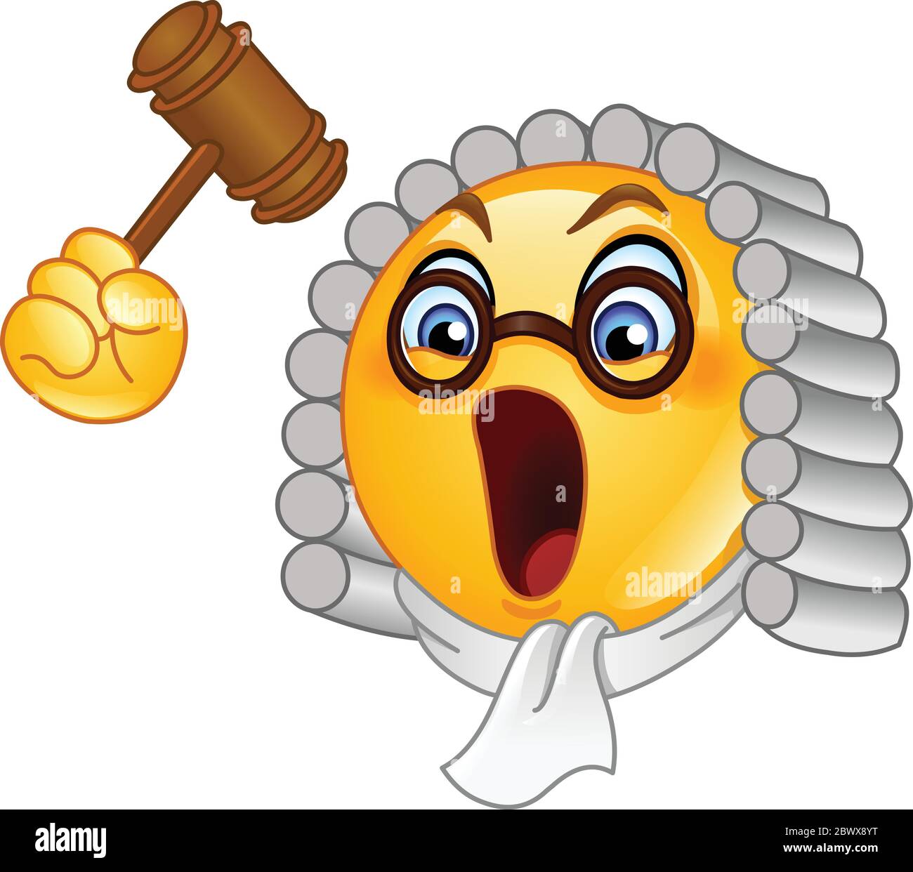 Judge emoticon with hammer Stock Vector