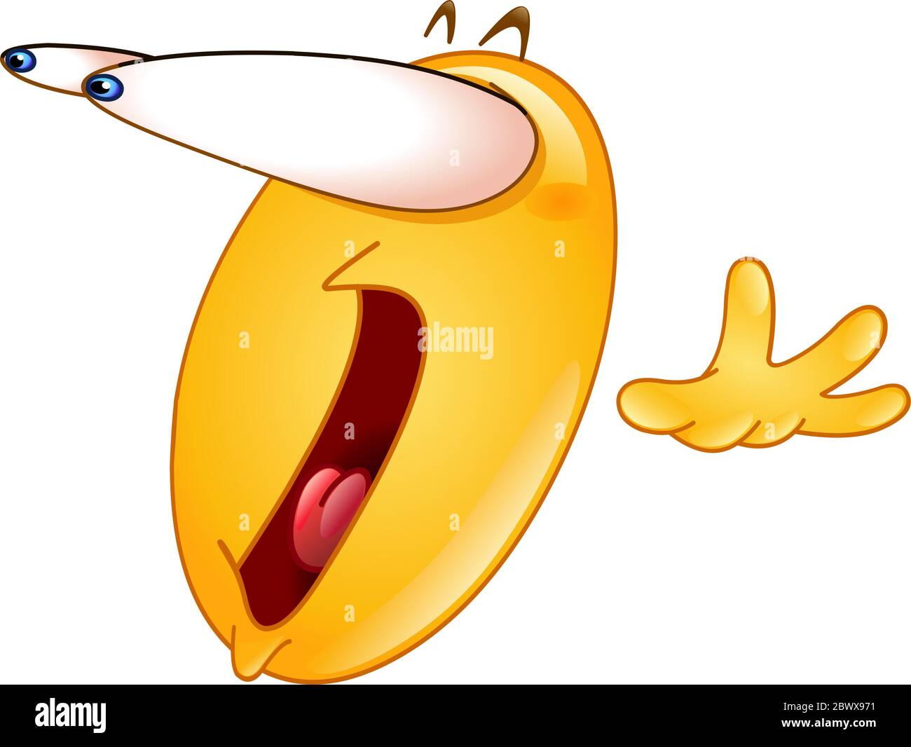 surprised, shocked, scared or astonished emoticon with wild take eyes popping out and jaw dropping Stock Vector