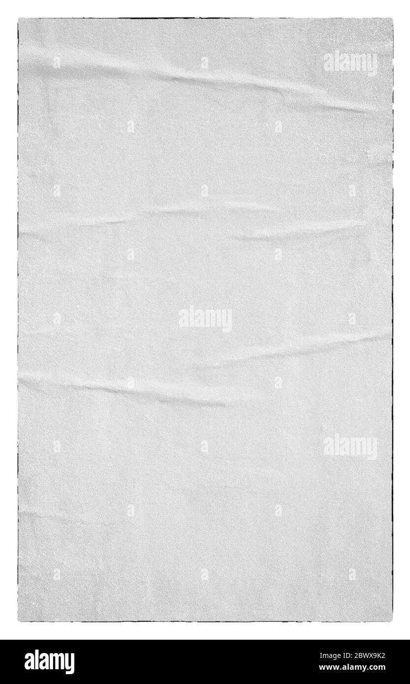 White paper ripped torn background blank creased crumpled posters placard grunge textures surface backdrop empty space for text Stock Photo