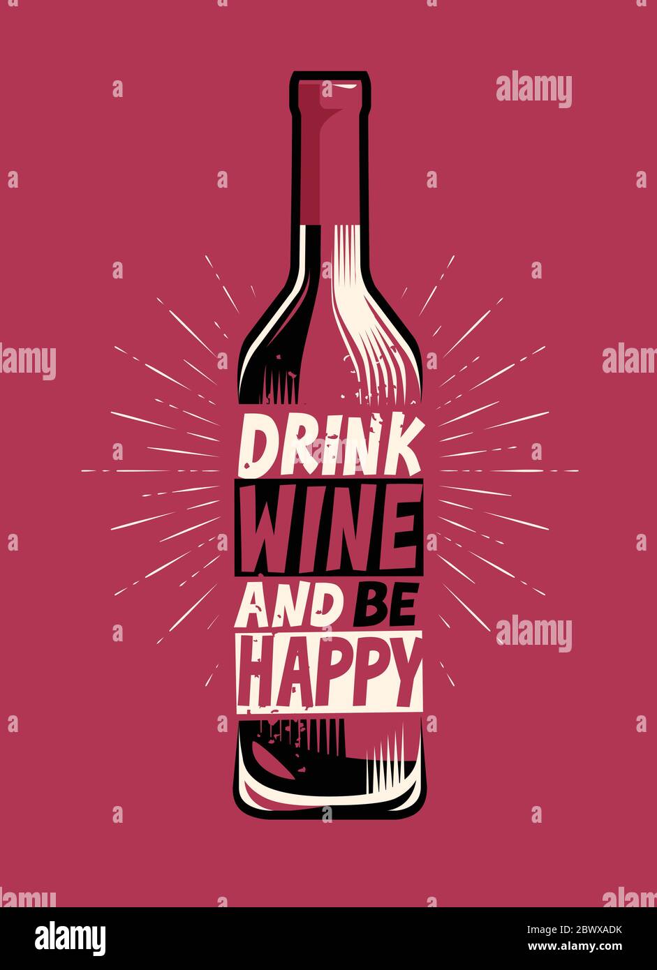 Bottle of wine. Retro poster for bar or restaurant vector illustration