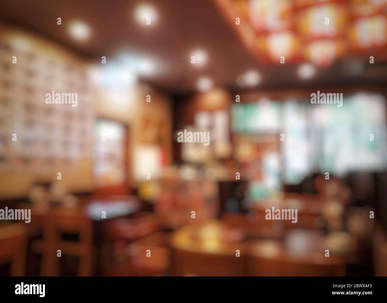 Blurred Japanese Restaurant Interior Background. Stock Photo