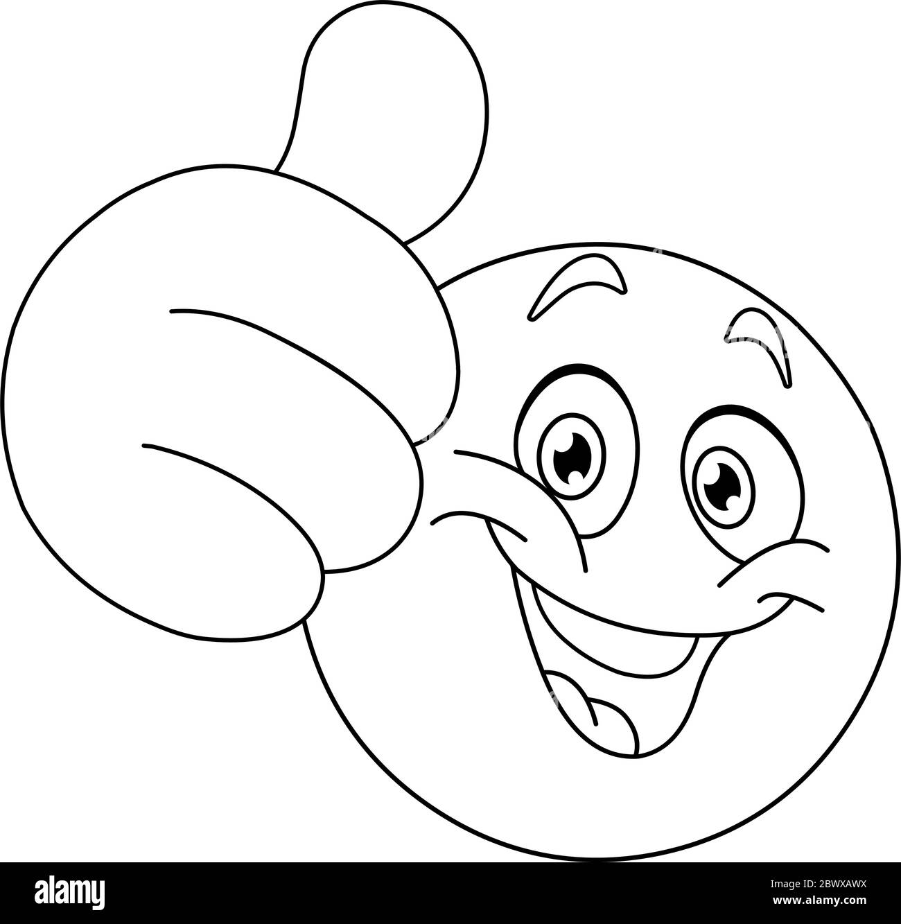 Outlined thumb up emoticon. Vector illustration coloring page Stock Vector