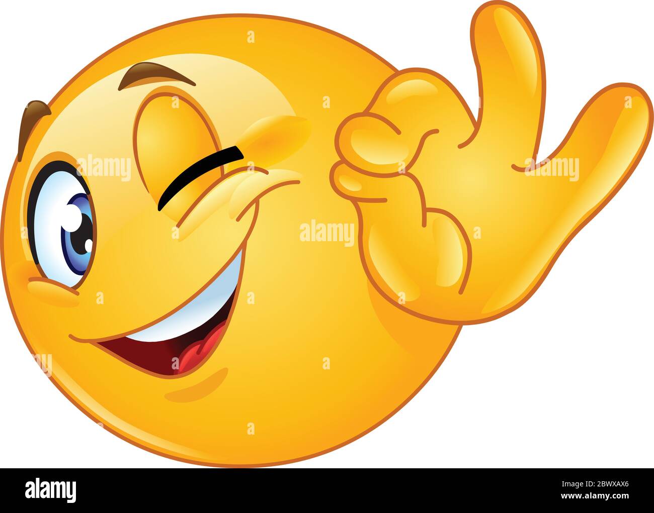 Winking emoticon showing ok sign Stock Vector