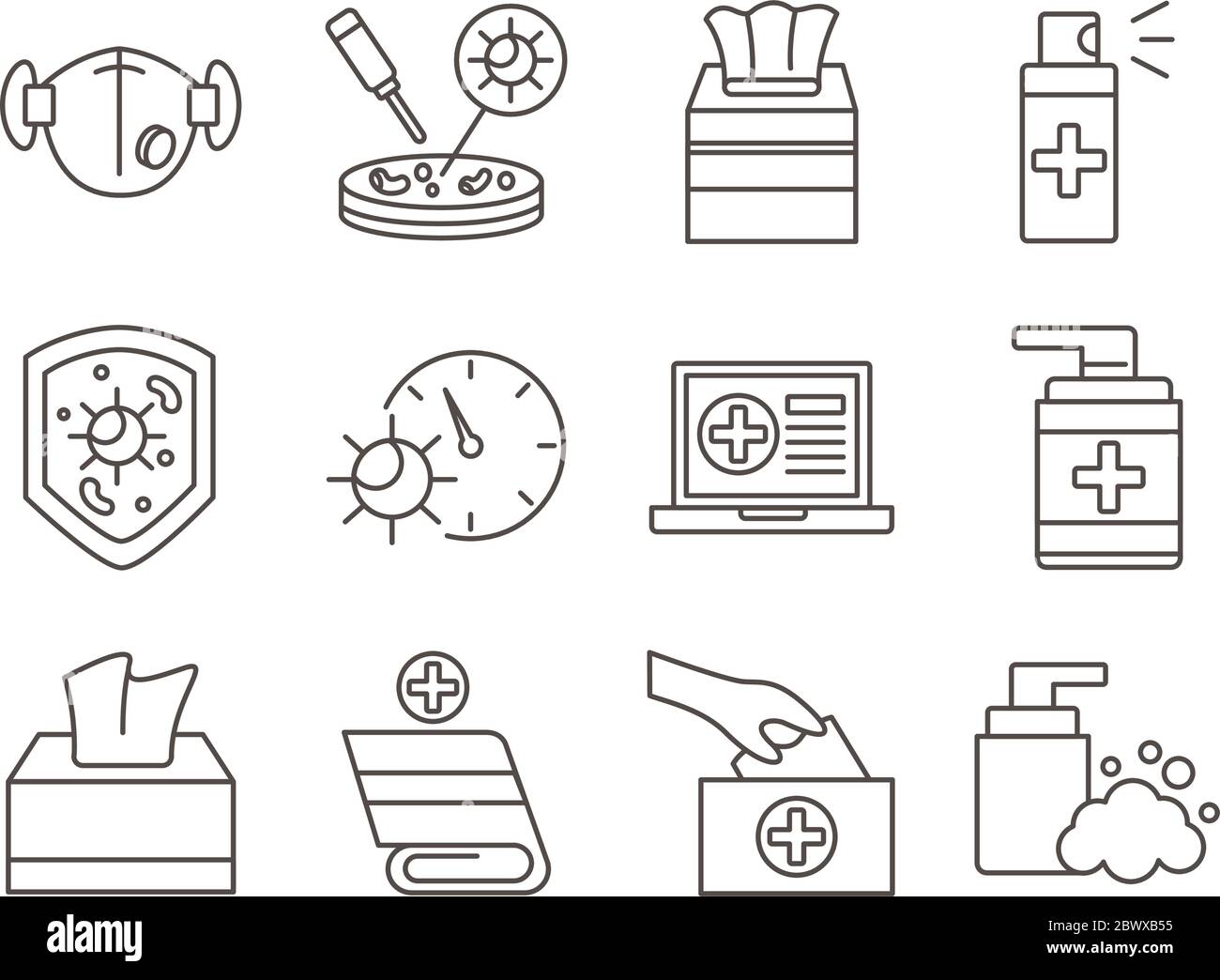 bundle of covid19 set icons Stock Vector