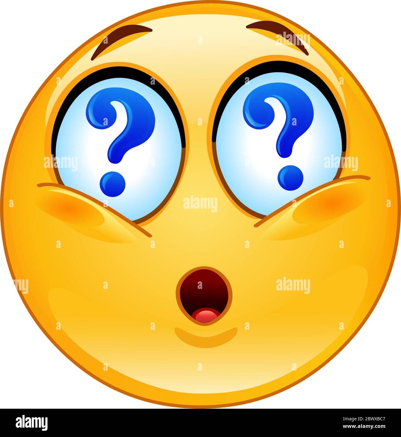 Emoticon with question marks in his eyes Stock Vector