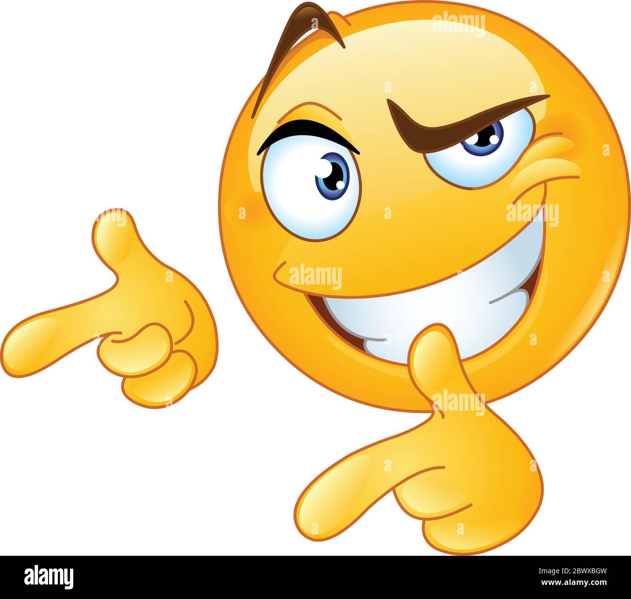 Emoticon giving two thumbs up and pointing with fingers Stock Vector