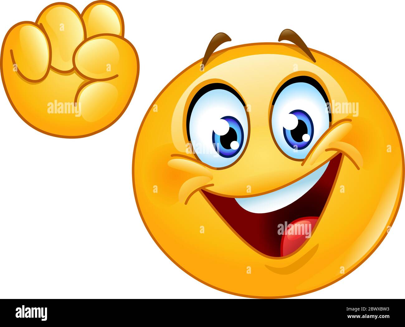 Emoticon making power to the people fist hand up gesture. Stock Vector